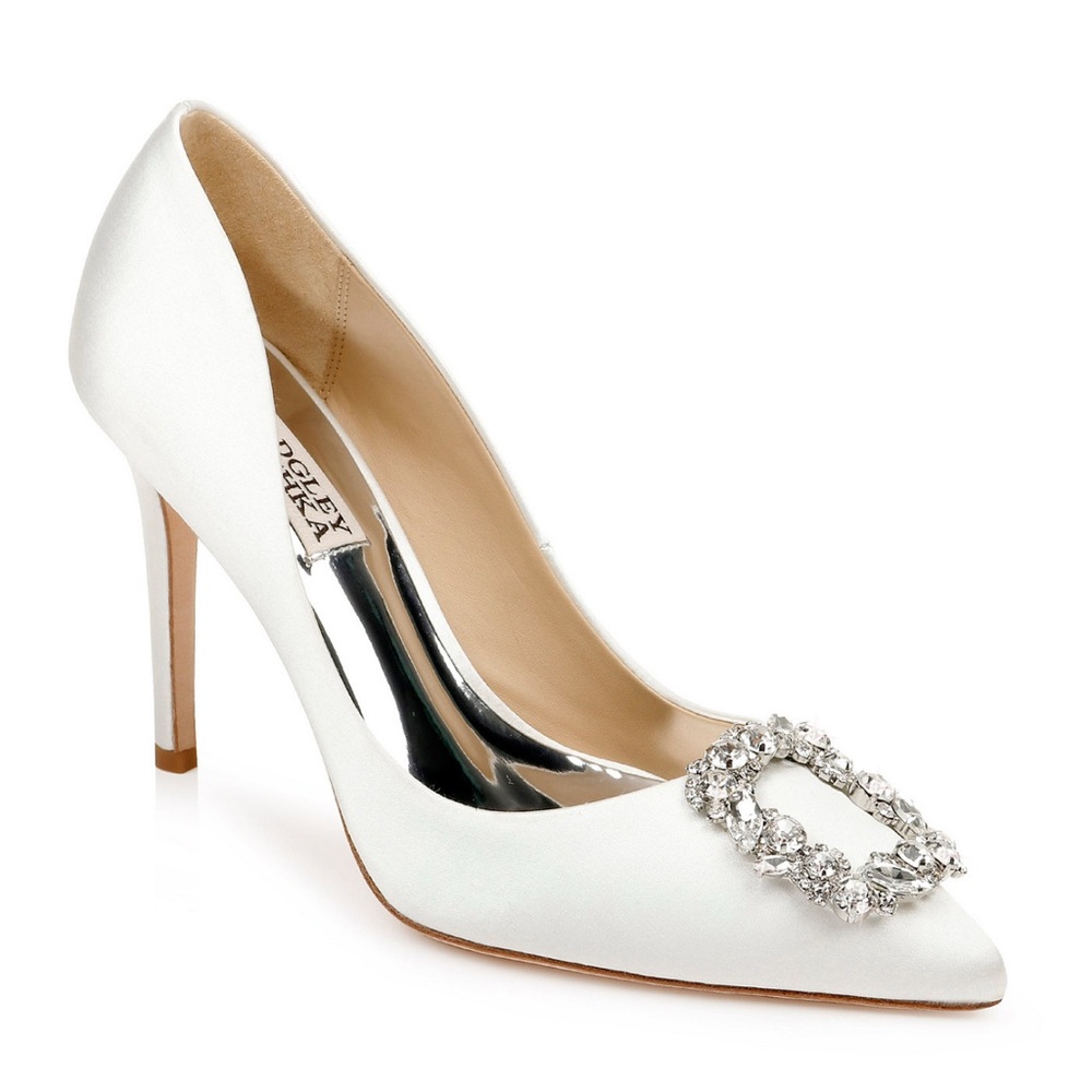Badgley Mischka Cher- White Crystal Embellished Heels
